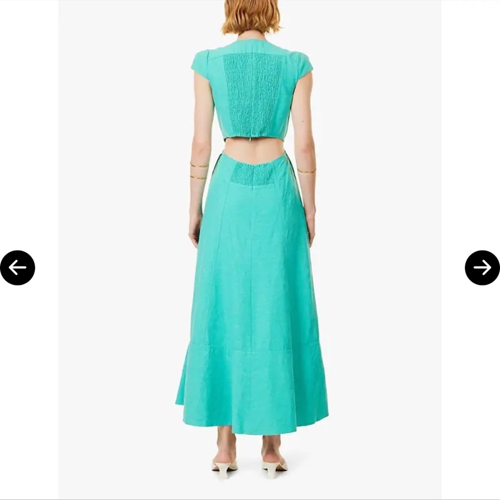 ME+EM NWOT Cotton Pop Woven Floral Jacquard Maxi Cut Out Dress Menthol green 12 - Picture 5 of 13